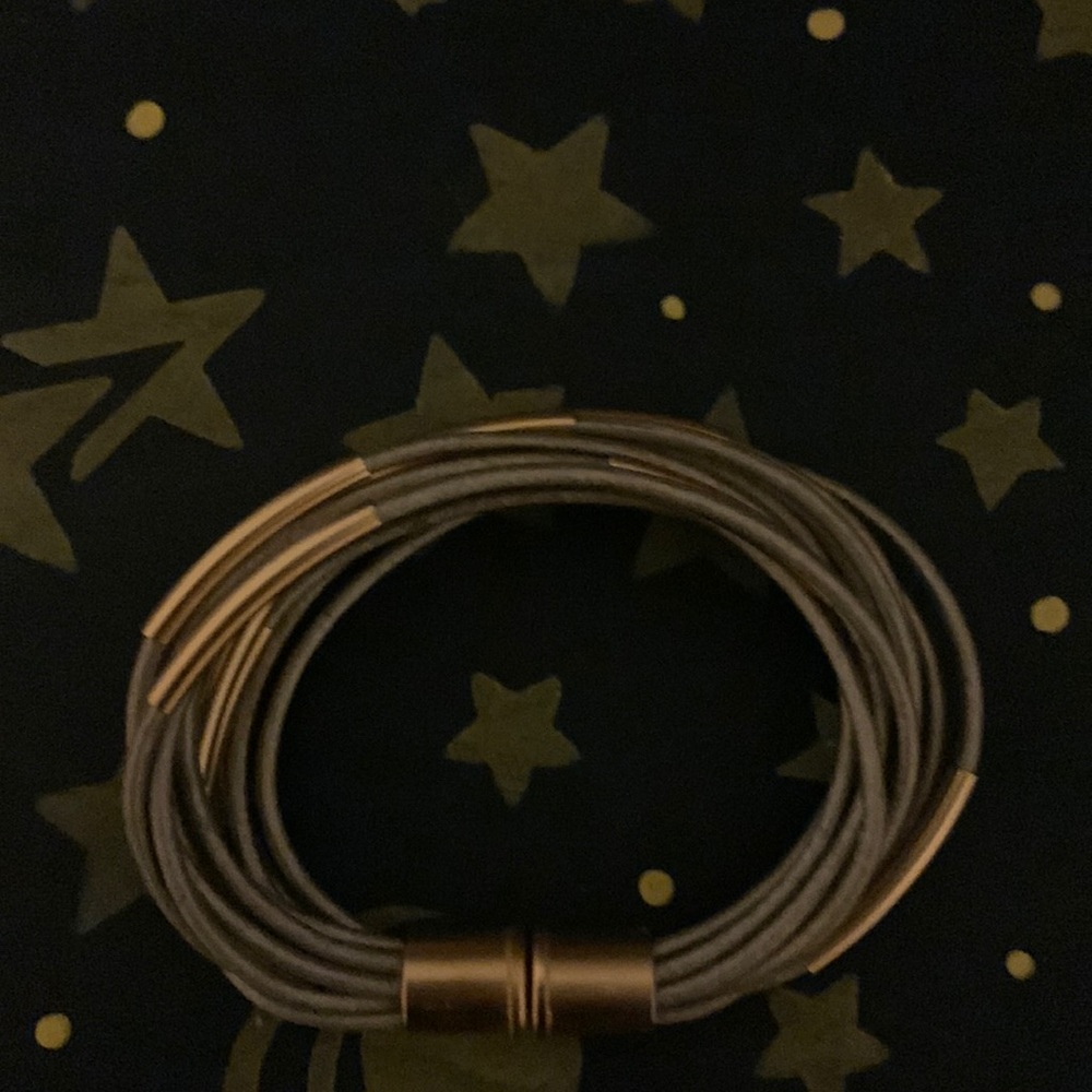 Silver leather band bracelet
